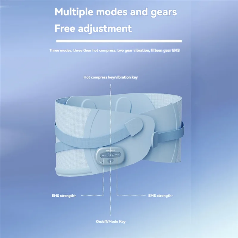 Wireless Ems Waist Massager Intelligent Timing Belt With Heat And Vibration Function Three-Mode Body Shaping Belt view 2