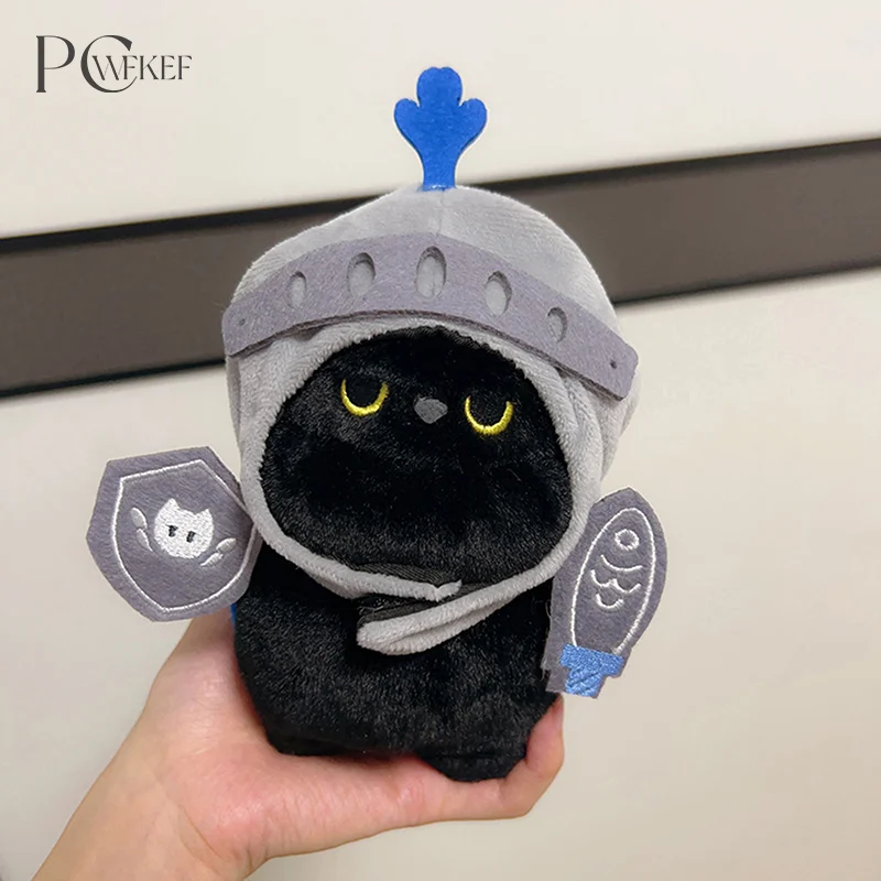 Creative Bag Pendant Black Cat Knight Doll Keychain Cute Cartoon Small Cat Design Plush Animal Doll For Women Gifts