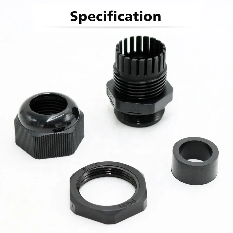 RND PG21 PA66 وصلة كابل نايلون IP68 وصلات كابل خيط مقاومة للماء تدعم موصل سلك صندوق توصيل بلاستيكي