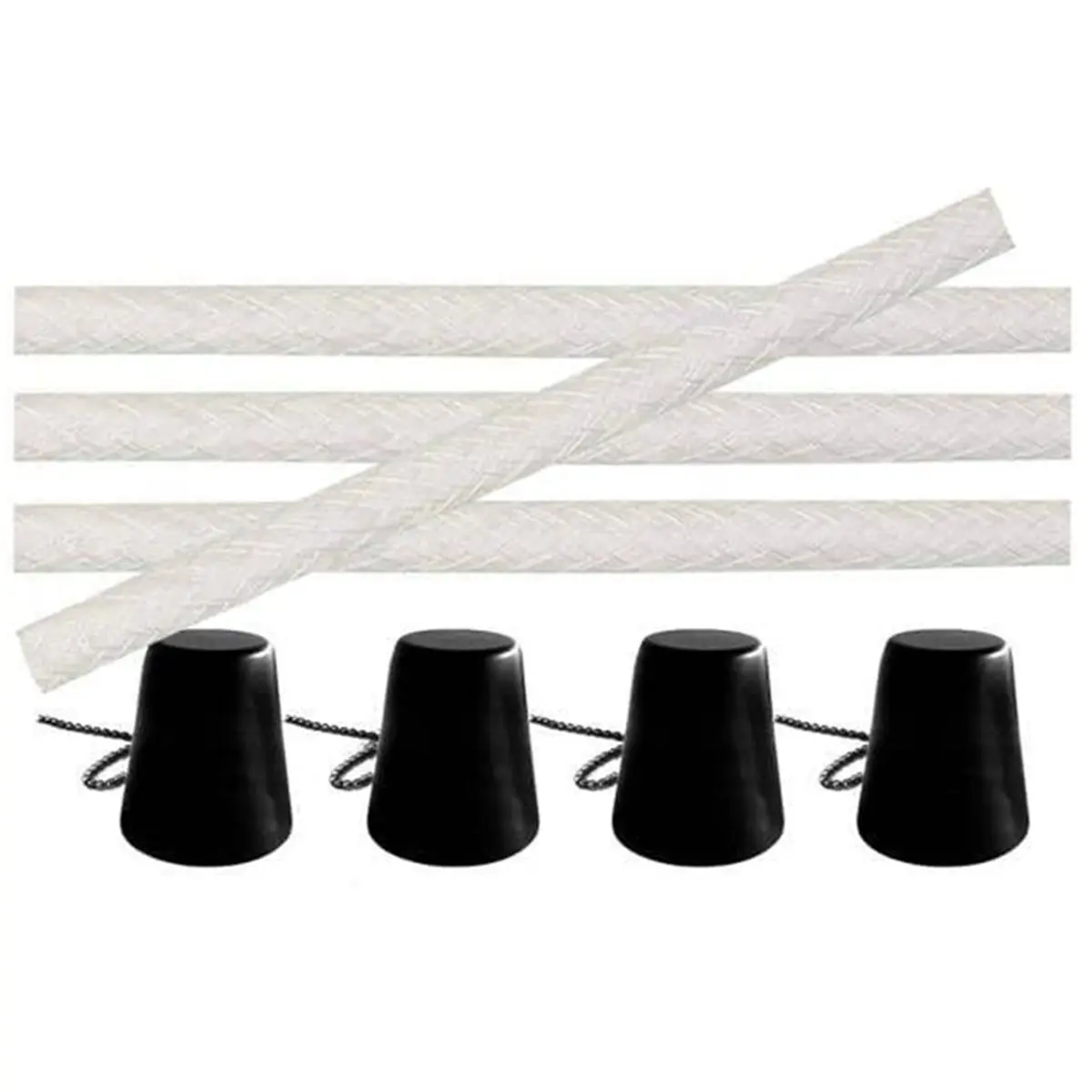 Light Weight 4pcs Jar Tabletop Torch Kit with Fiberglass Wicks, Stainless Steel Lids, and Outfire Caps