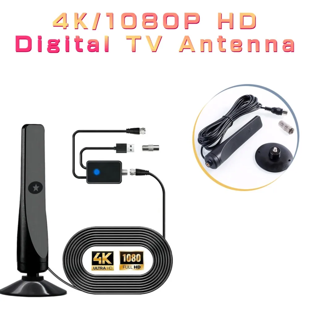 

4K UHD Digital TV Antenna Amplifier Signal Booster Indoor 50 Miles High Gain Signal Receiver Satellite Dish Televisions Receive