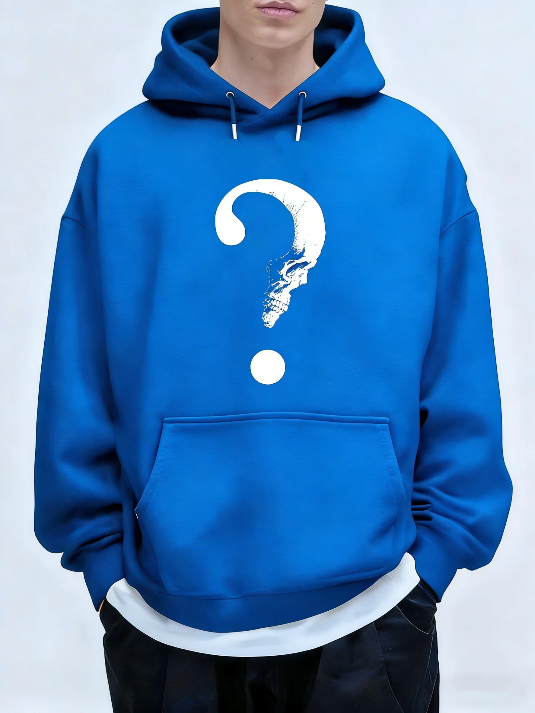 Men's Signature Question Mark Skull Print Hoodie