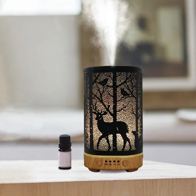 

Introducing the Elegant Iron Art Deer Pattern Ultrasonic Diffuser – Smart Room Fragrance Humidifier with LED Night Lights for