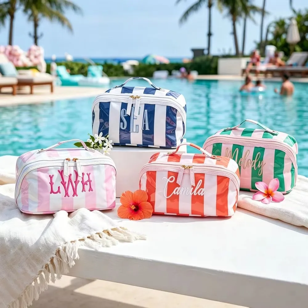 Personalized Custom Pvc Makeup Bag Large Capacity Toiletry Bag Embroidered Storage Bag Bridesmaid Gifts Travel Toiletry Bags
