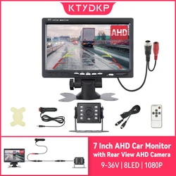 KTYDKP 7 Inch AHD Car Monitor with Rear View Camera for Truck Trailer Parking Display 12-24V LED Reversing Back up Camera Screen