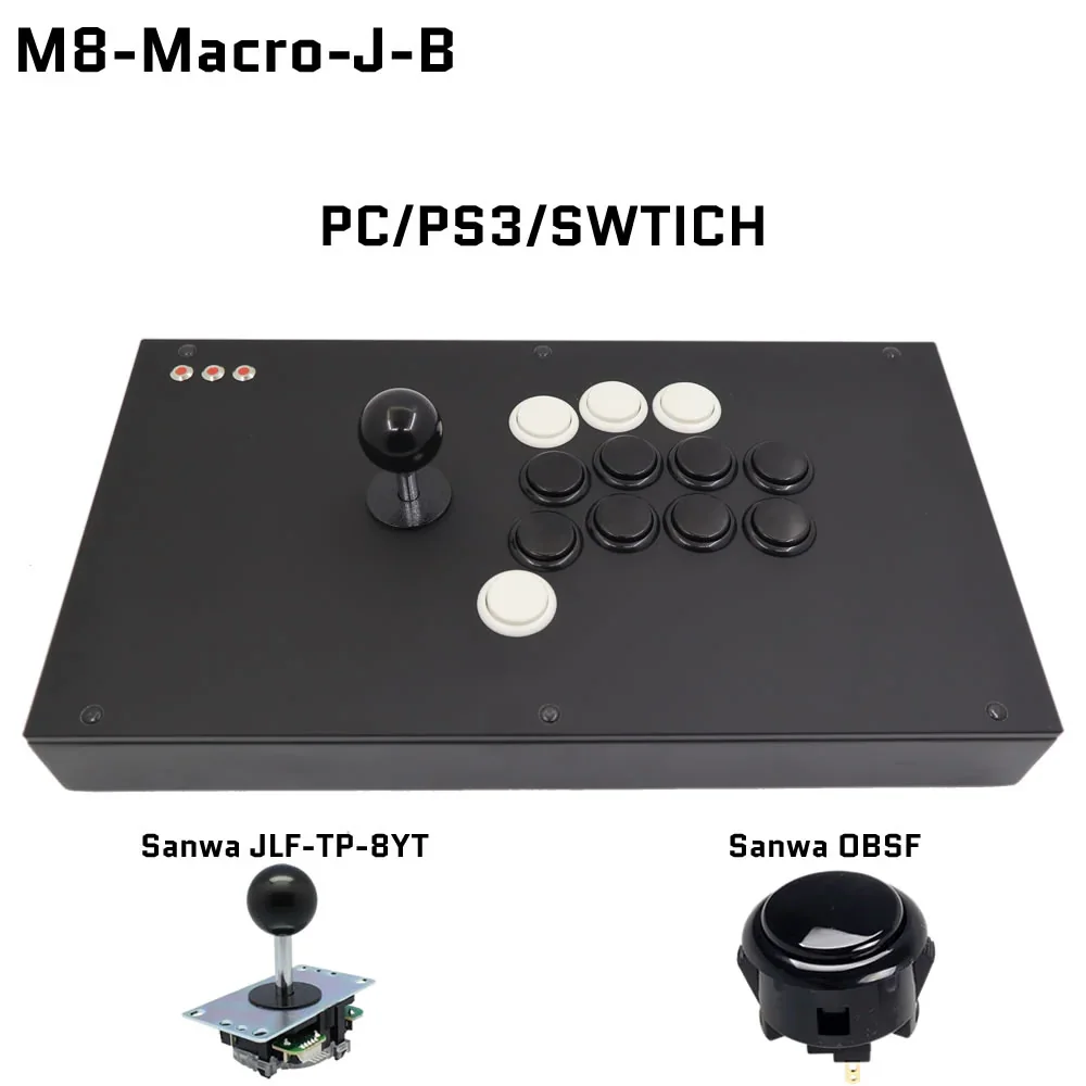 

Игровой контроллер FightBox M8-macro в стиле Hitbox с джойстиком Sanwa (корейский), функцией записи макросов, поддержкой Plug and Play для ПК/PS3