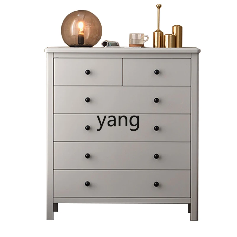 

CX Bedroom Locker Solid Wood Living Room Simple Modern Light Luxury Gray Storage Chest of Drawer