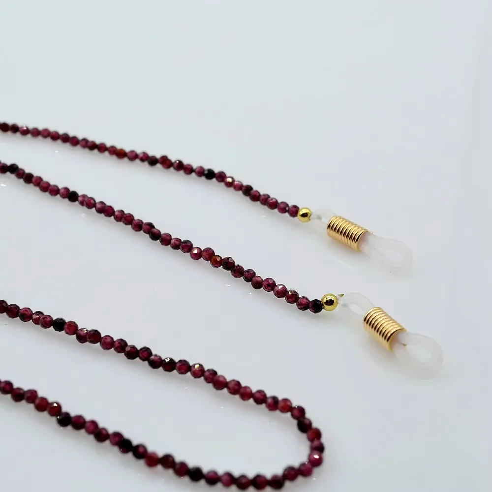 Garnet Glasses Chain Purple Natural Crystal Handmade Jewelry Length 70cm Glasses Chain Ladies Glasses Accessories Free Shipping