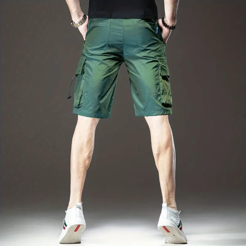 

Men's Summer Thin Ice Silk Tactical Shorts Gradient Color Quick Dry Multi Pocket Outdoor Casual