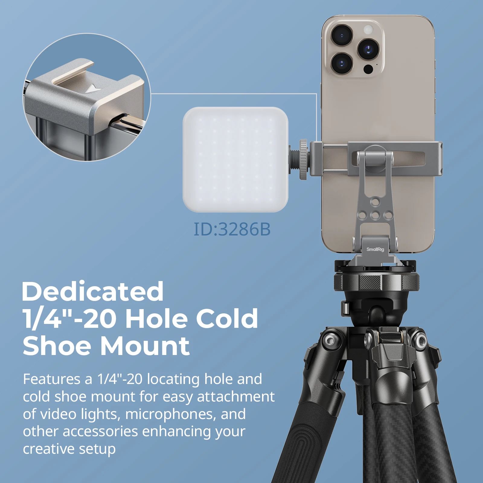 SmallRig Phone Support for Arca-Standard, for DJI RS 4 Mini / RS 3 Mini Stabilizers & Arca-Type Tripod, with Cold Shoe -5338