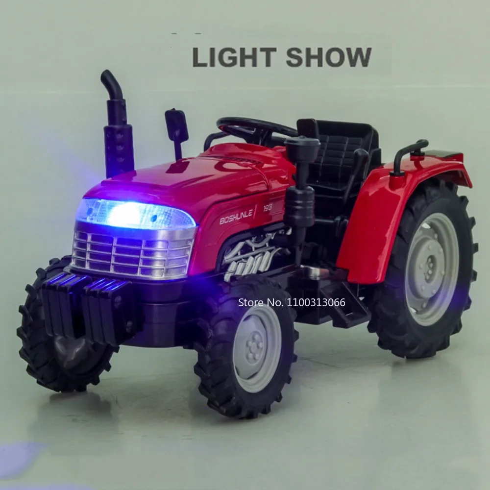 Maßstab 1:32 Legierung Bauernhof Traktor Spielzeug Modelle Autos Gummireifen Miniatur Traktoren Zurückziehen Licht Musik Fahrzeug Jungen Sammlung Spaß