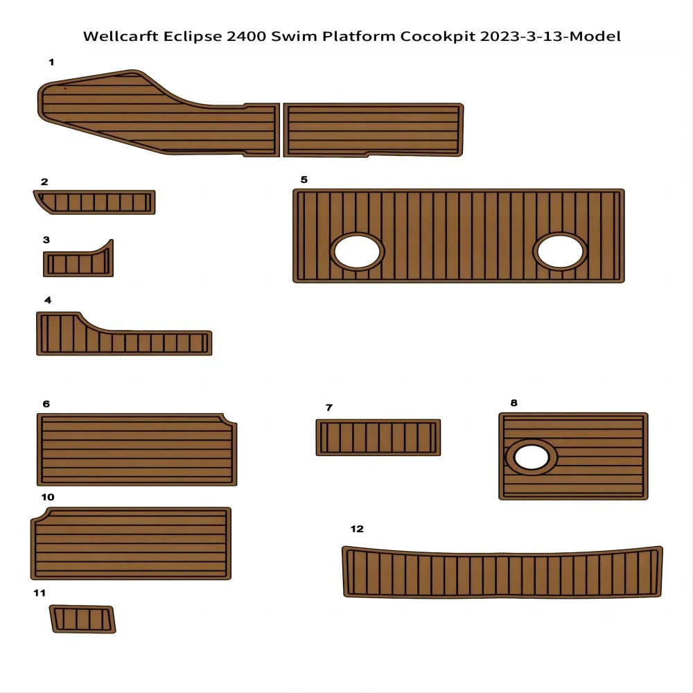 

Quality 1996 Wellcarft Eclipse 2400 Swim Platform Cockpit Mat Boat EVA Teak Flooring Pad