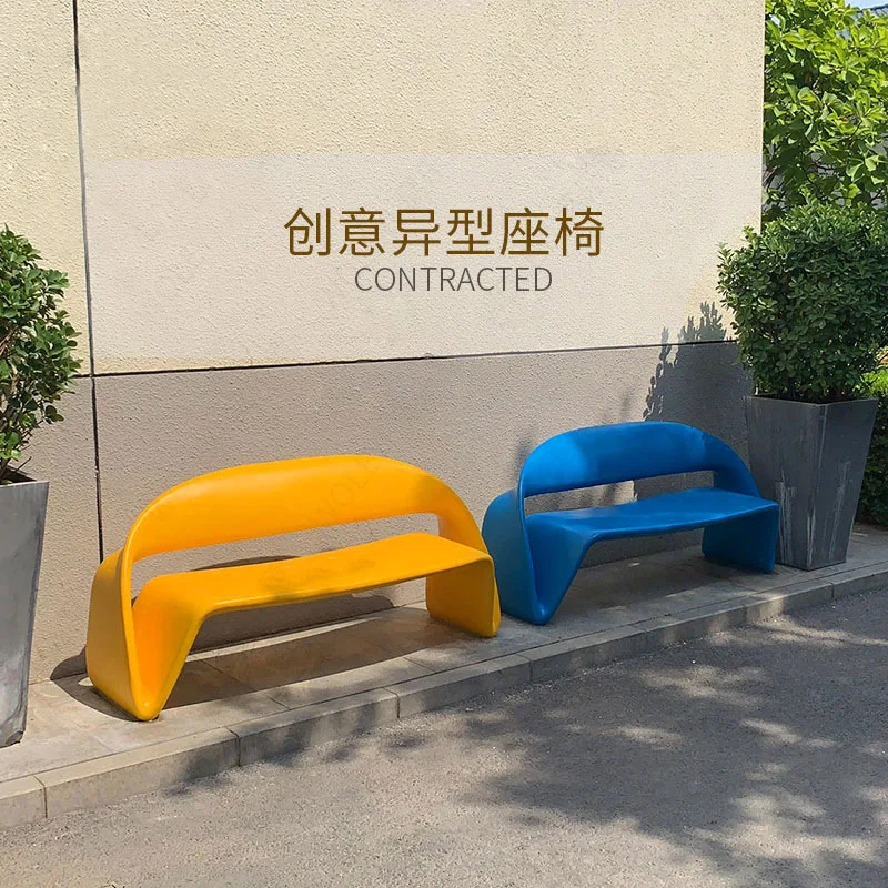 Public seat Shopping mall multi-seat lounge hotel reception chair FRP special-shaped bench Outdoor bench strip