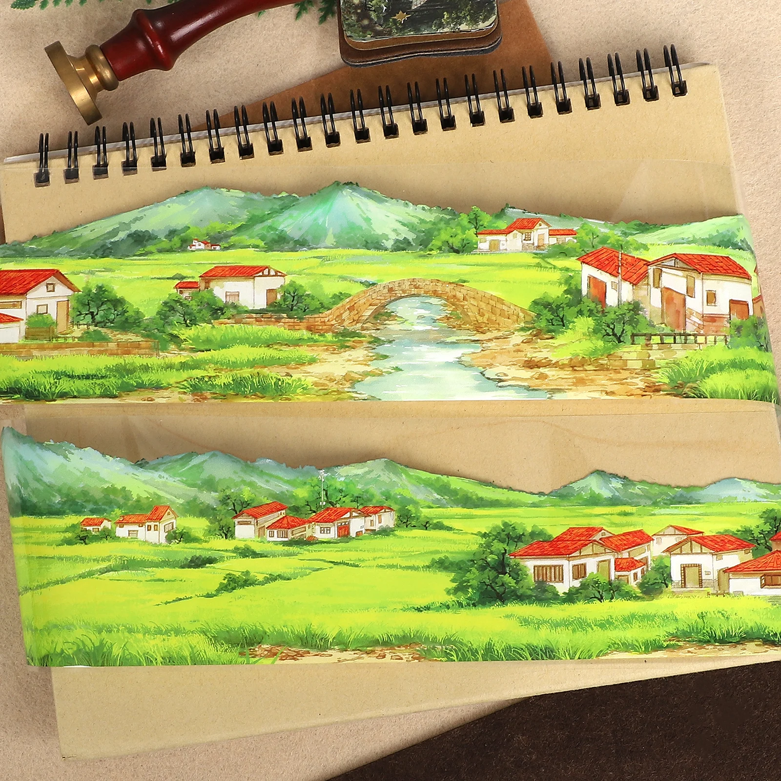 70mm*5m Vintage Countryside Fields Landscape PET Tape Creative DIY Journal Material Collage Scrapbooking Stationery