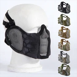 Maschera softair tattica di alta qualità Paintball maschera pieghevole a mezza faccia in rete d'acciaio maschera protettiva per l'orecchio confortevole in stile militare