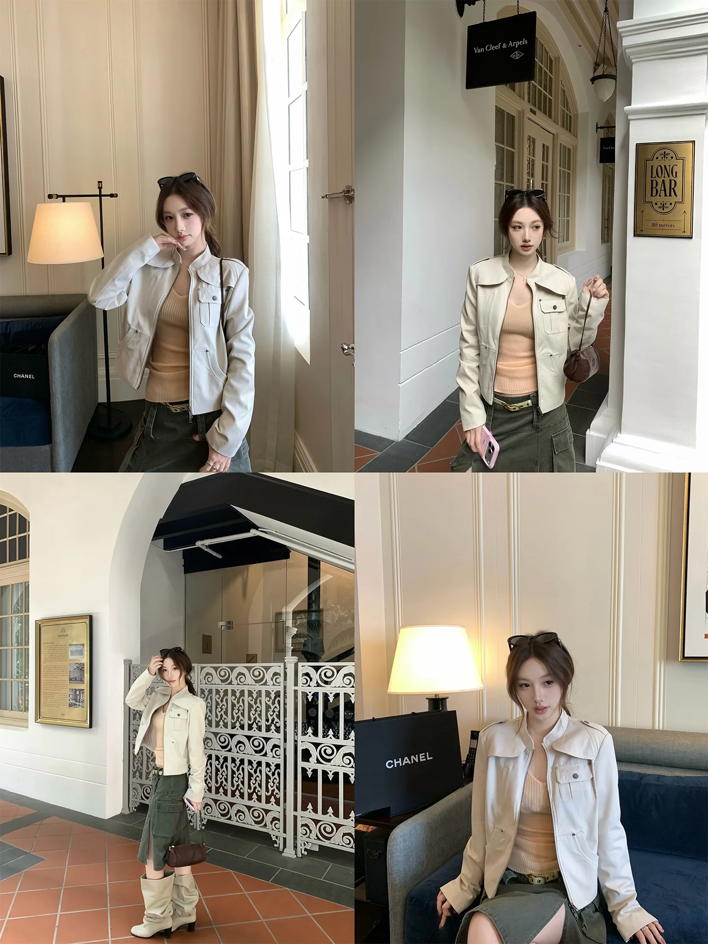 Slimming Faux Leather Jaet Stand Collar Workwear Sle Early Spring Faion Design Zipper Decoration Stand Fit Ladies Coat