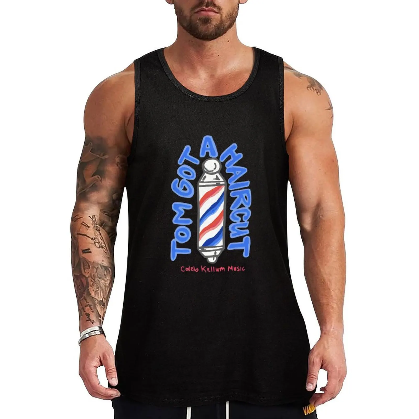Tom Got A Haircut Barber Pole Tank Top Pattern Print Tank Top Casual Graphic Sleeveless Top