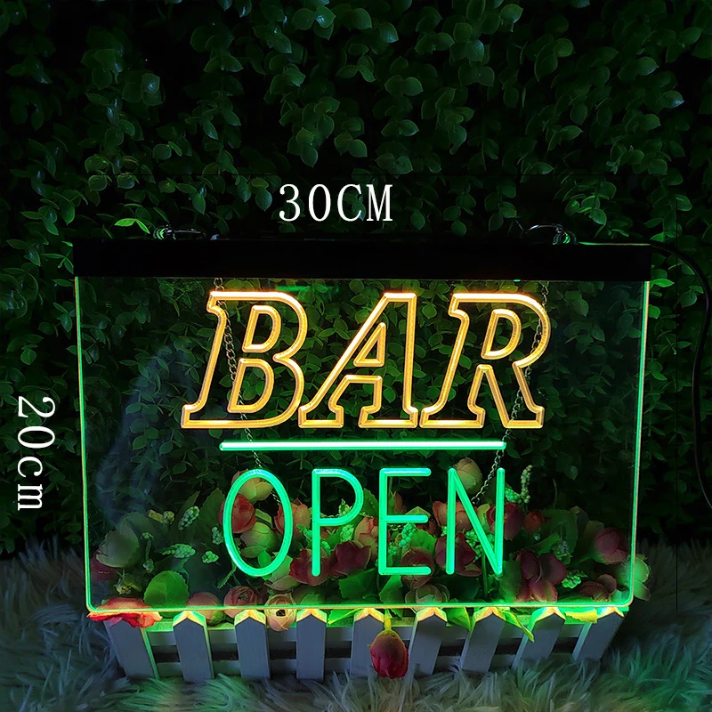 Open Bar Neon Sign Carve Personality Led Lights For Restaurant Decoration Coffee Bars Wall Luminosity Decor USB Neon Lights