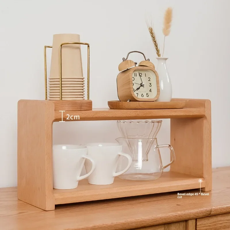 Black Walnut Solid Wood Organizer ， Tea Sets Coffee and Cosmetics Vintage Desktop Storage Box Multi-Functional Wooden Rack