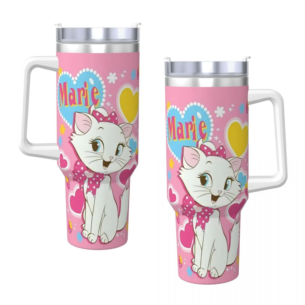 Stainless Steel Tumbler Marie Cat Thermal Cups Leakproof Cold and Hot Car Mugs Camping Custom DIY Water Bottle