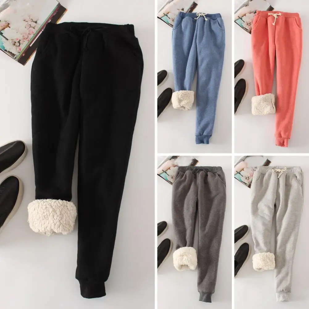 Women Pants Cozy Velvet Lined Jogger Pants for Women High Waisted Fleece Sweatpants with Adjustable Drawstring Winter for Women