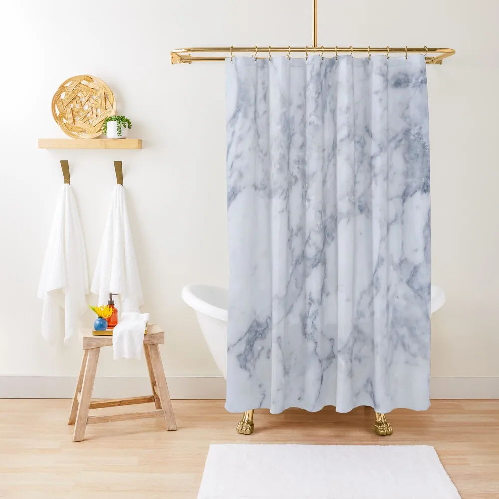 

White Marble texture floor background with gray grey texture greek marble print HD luxuous real marble Shower Curtain