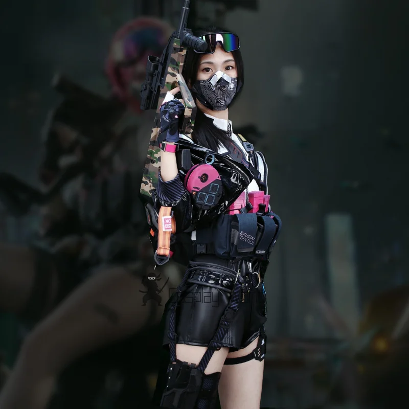 لعبة دلتا أكشن أزياء تنكرية Zoya Exusiai بدلة قتالية جلدية ثلاثية الأبعاد الدعامة موحدة كرنفال الهالوين ملابس لعب الأدوار