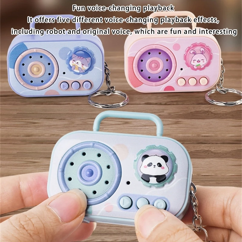 Mini divertido grabador de cinta Retro, llavero, máquina de garra colgante, máquina exquisita, llavero, accesorios de joyería