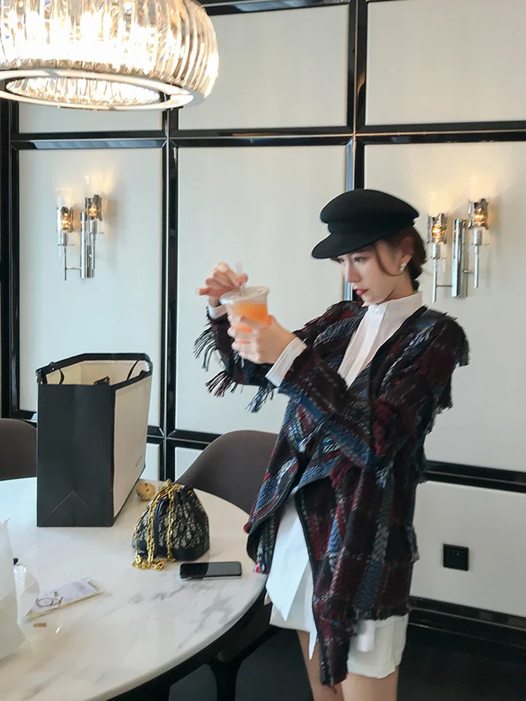 

Высококачественный шерстяной вязаный кардиган для женщин: модный полосатый кардиган с открытым передом, осенне-зимнее утепленное пальто с длинными рукавами