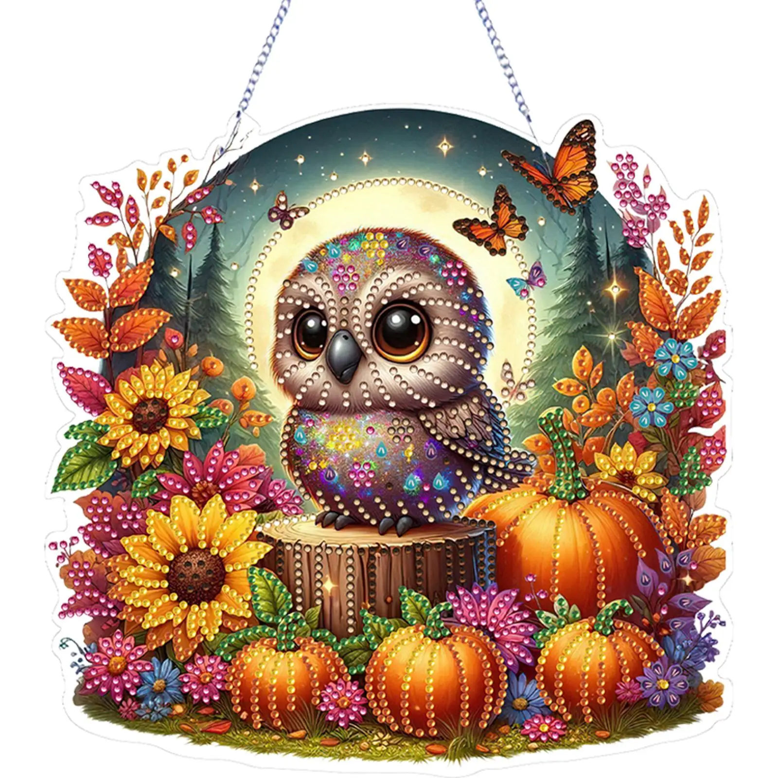 

2D Flat DIY Hanging Diamond Art Kits Double-sided Printing Rhinestone Diamond Art Window Pendants DIY Home Decor Hanging Charm