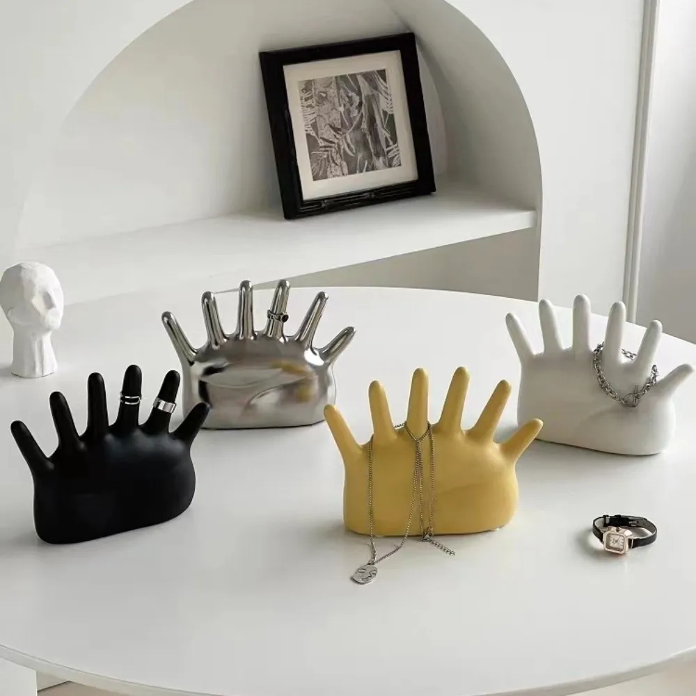 

6 Fingers Palm Shape Rings Holder Resin Vintage Watch Organizer Crafts Simple Palm Shape Jewelry Display Stand