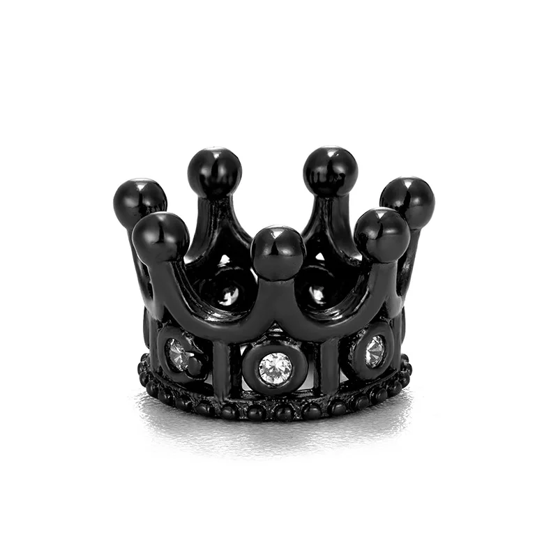 Micro Pave Cubic Zircon Crown Charms para Homens, DIY Spacer Beads, Pulseira Fazer Jóias, Disco de 8mm, Suprimentos Bola Redonda, Atacado, 1Pc