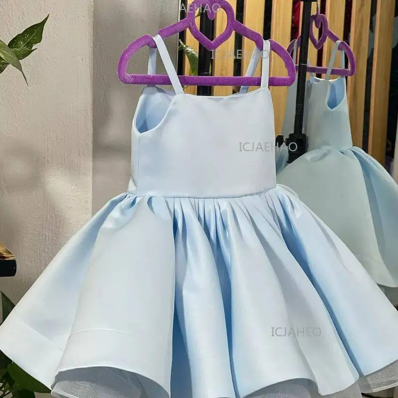 Kids Formal Princess Dress Sleeveless Strapless Party Banquet Wedding Flower Girl Gown Runway Piano Performance Host Birthday