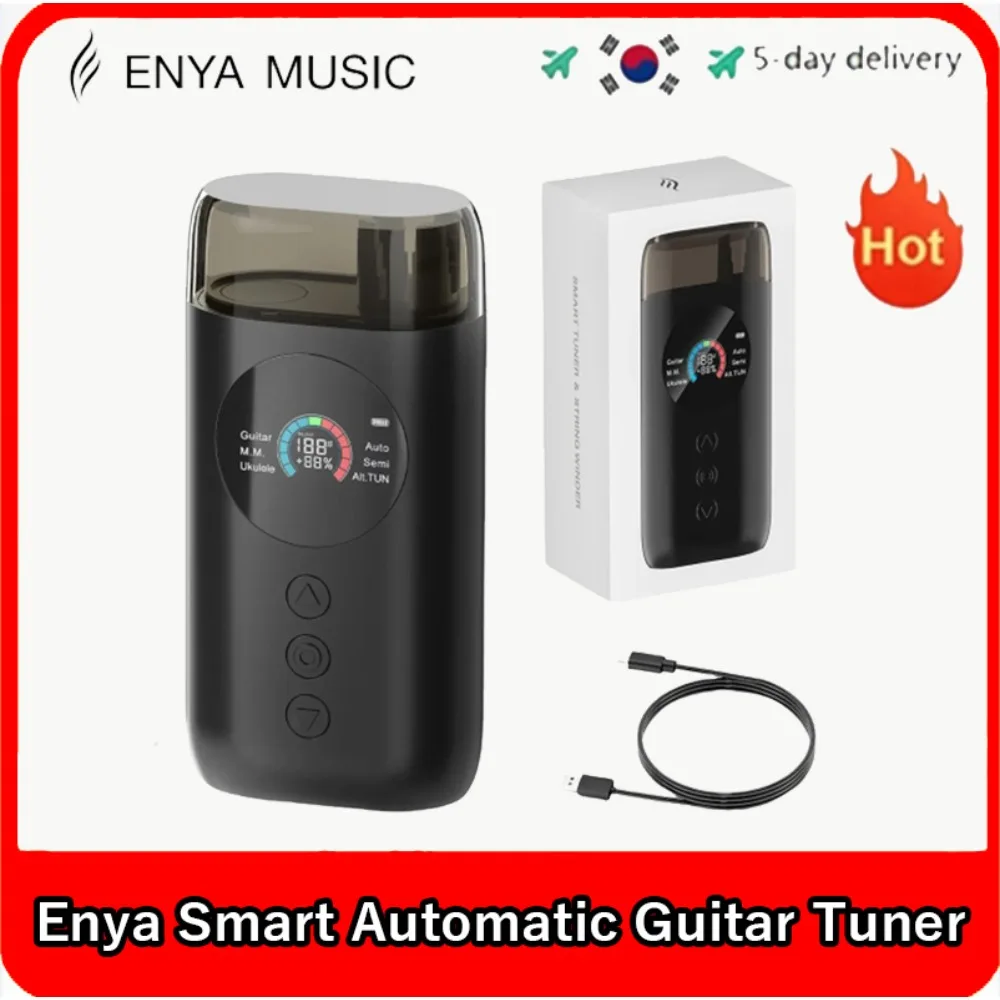 Enya Smart Automatic Guitar Tuner, Full-color LCD Screen - Metronome & String Winder - for Electric Guitars, Acoustic Guitars, U