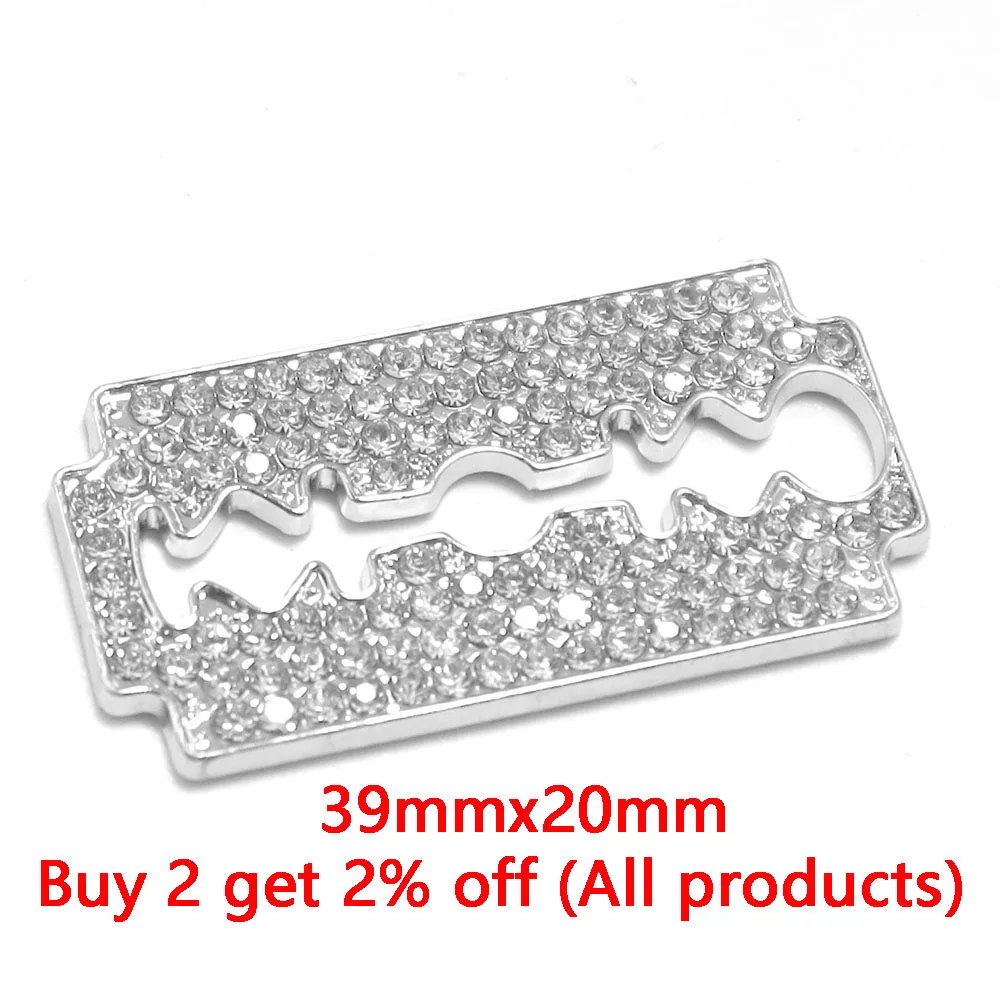 WZNB 5Pcs Crystal Razor Blade Charms Geometry Alloy Pendant for Jewelry Making Diy Earring Bracelet Necklace Handmade Accessory