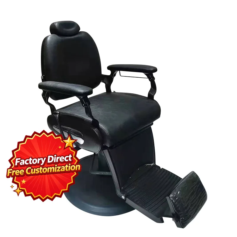 Barber Chair Hydraulic Reclining Black Salon Chair Hairdressing Shaving Chair Barbershop