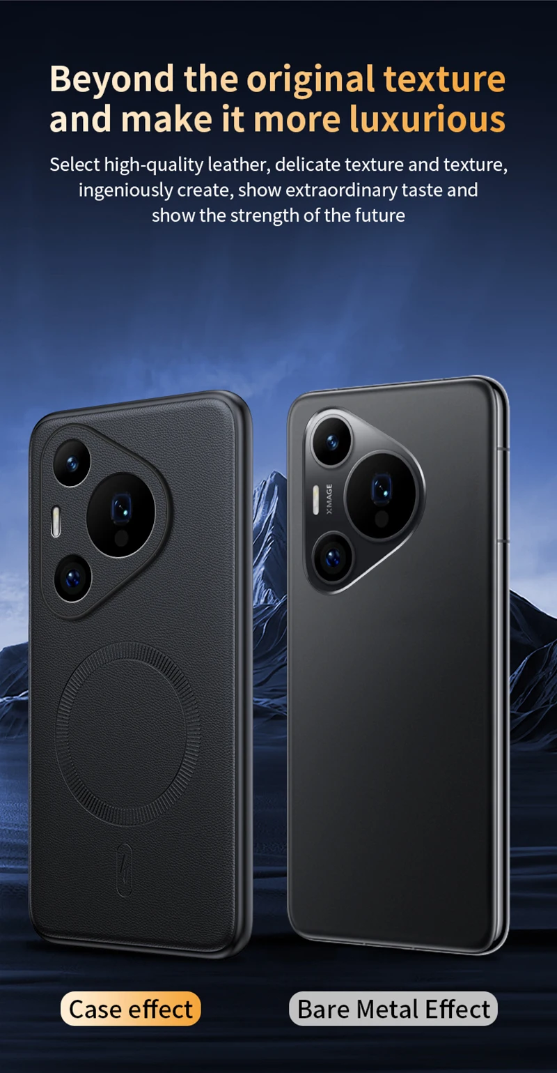 Für Huawei Pura 70 Pro: Magnetische Schutzhülle aus Leder, hochwertige, rutschfeste PC+TPU-Hülle mit Anti-Fingerabdruck-Beschichtung. – Detail 11