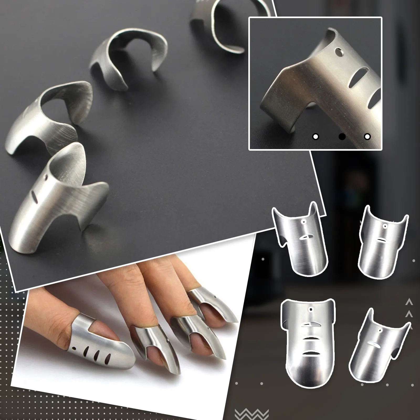 4pcs stainless steel nail protector hand cutting protector safety slicing tool kitchen cutting finger protector for kitchen slic