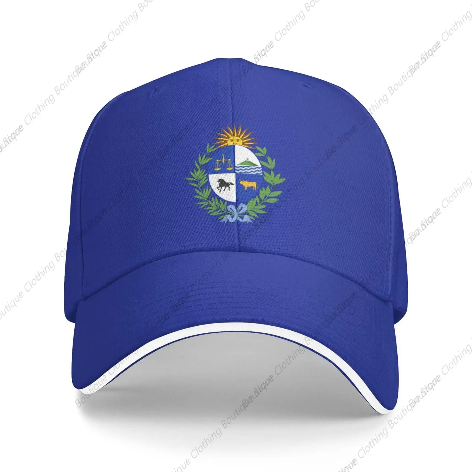 

Uruguay National Emblem Hat Support Uruguay Coat of Arms Baseball Cap Uruguayan Hat for Women Men Adjustable Hat Blue