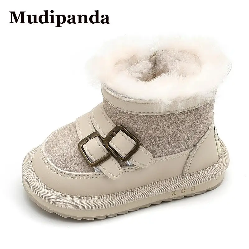 

infats Snow Boots Girl's Velvet Impressive Pole Shoe Anti-slip Kid's Children Baby Boots Children Zippers Plush Baby Shoes