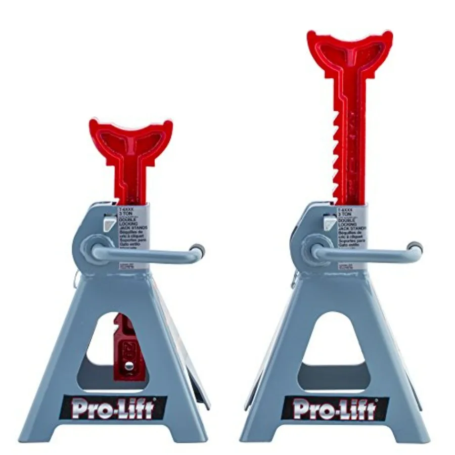 

T-6903D Double Pin Jack Stands - 3 Ton Steel Red Heavy Duty Support with Safety Lock for Automotive Repair