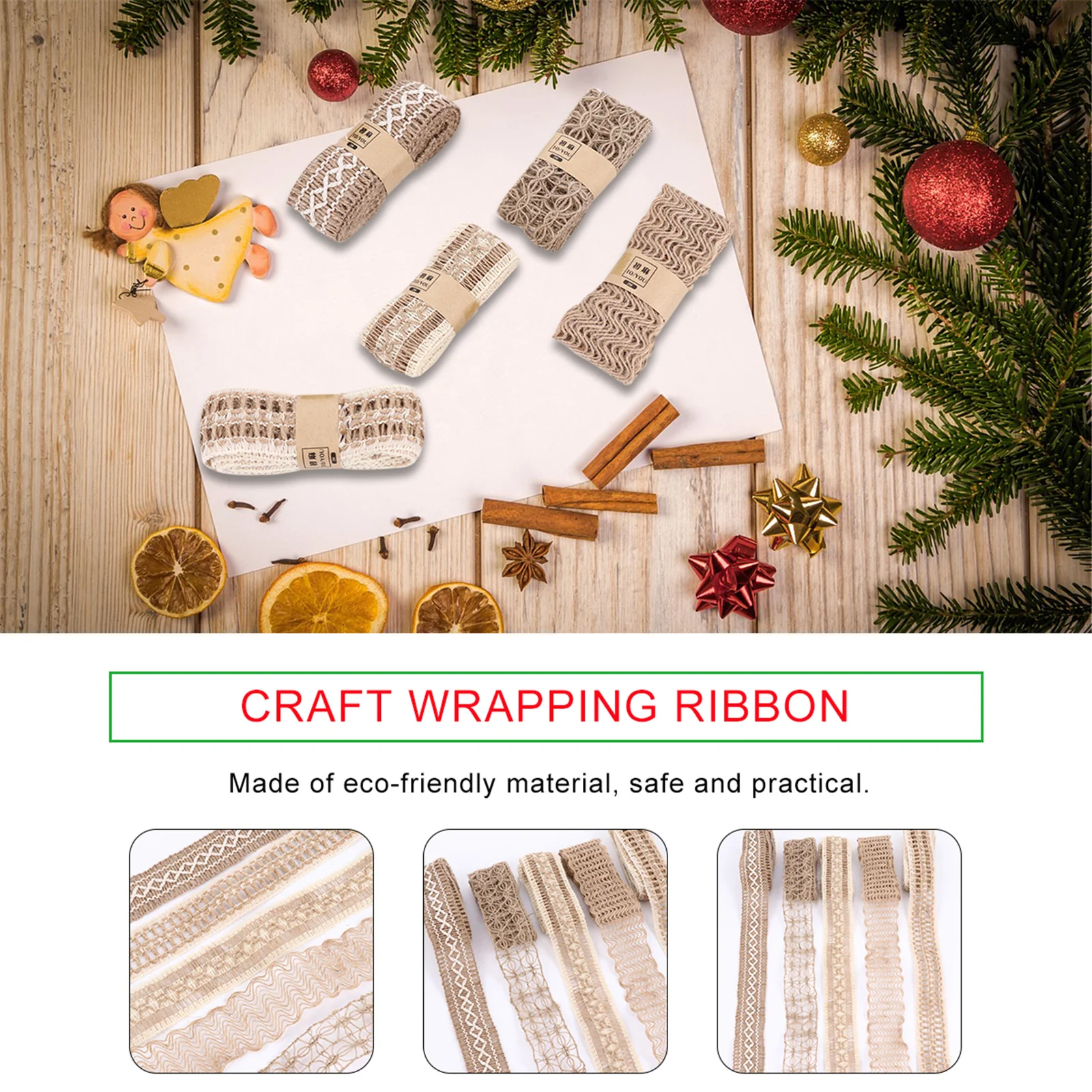 

5pcs Jute Ribbons Eco Friendly Decorative Wedding Craft DIY Bow Jute Ribbons Knots Gift Art Craft Wrapping Ribbon Projects