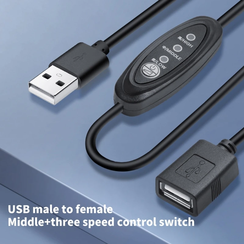 พัดลมควบคุมความเร็วสายไฟอะแดปเตอร์ USB 5V 3 ความเร็วปรับพัดลม USB อะแดปเตอร์สายเชื่อมต่อสําหรับพัดลมตั้งโต๊ะ Blower