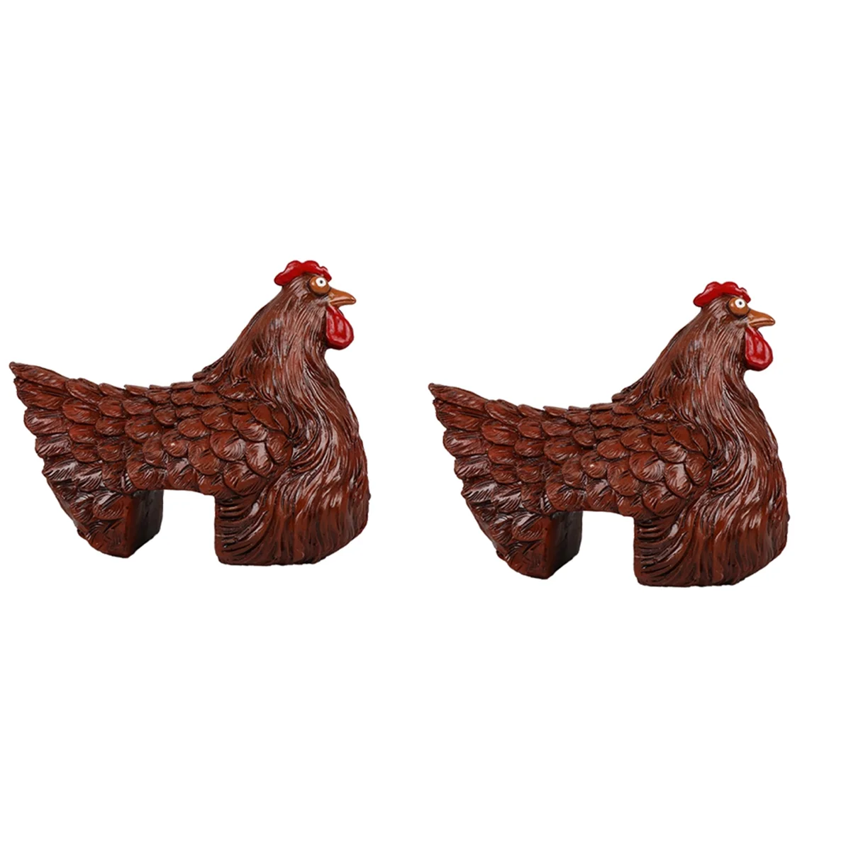 Funny Chicken Statue, Farm Art, Backyard Garden Decoration, Ornamental Yard Chicken, Decorative Sculpture, Brown