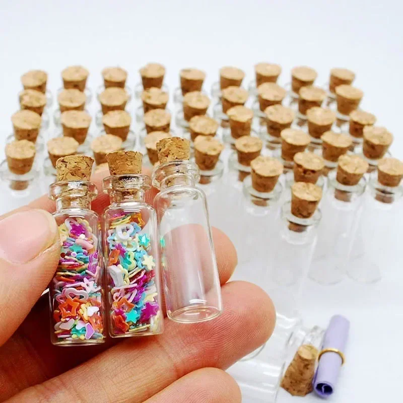 10PCS 5ml-20ml Small Glass Bottles  with Cork Stoppers DIY Decoration Mini Glass Vials Cork Message Glass Vial Wishing Bottles