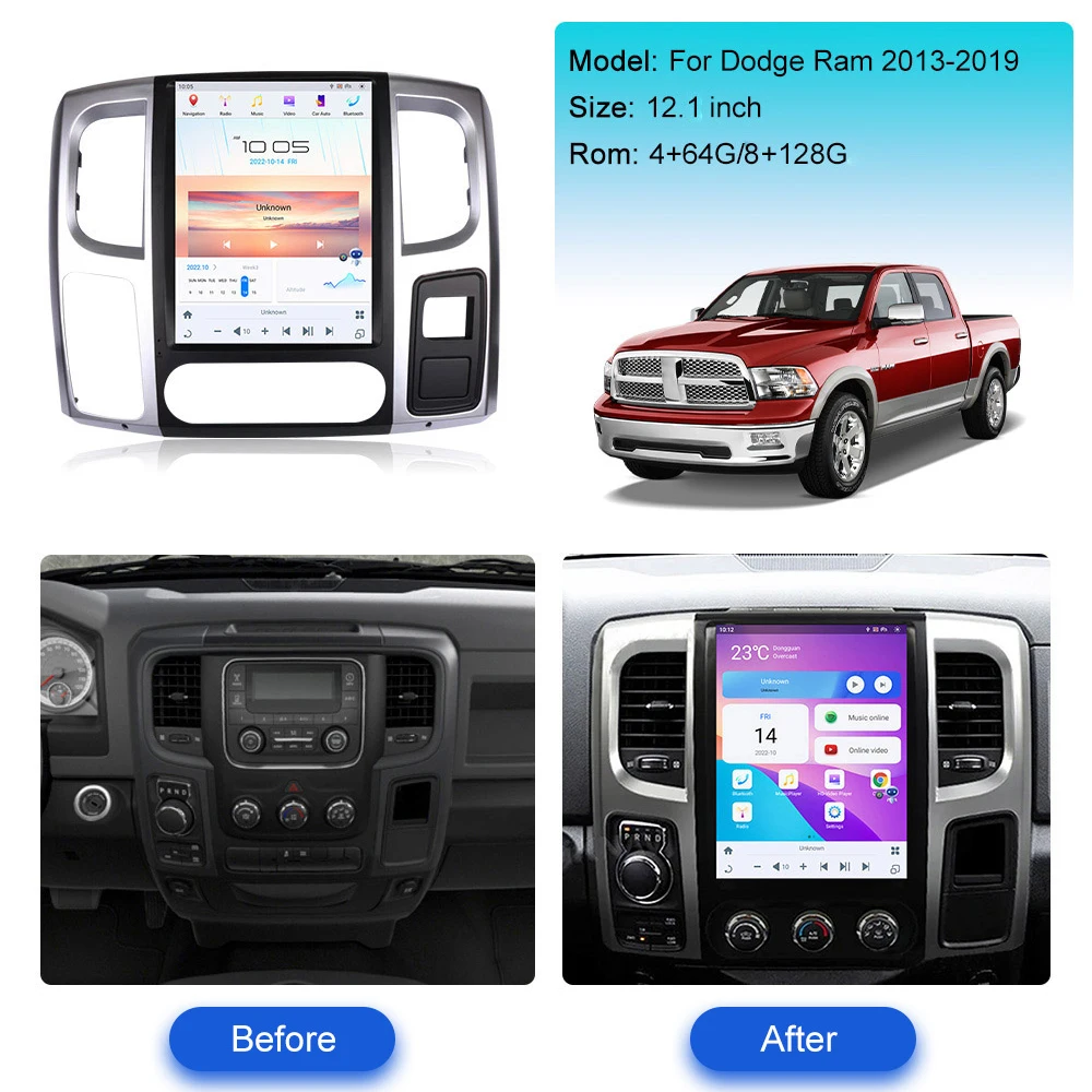 US Stock 14.4 Inch Android 14 For Dodge Ram Original Car 2013-2019 Gps Navigation Carplay Car Radio HD Touch screen Stereo Auto