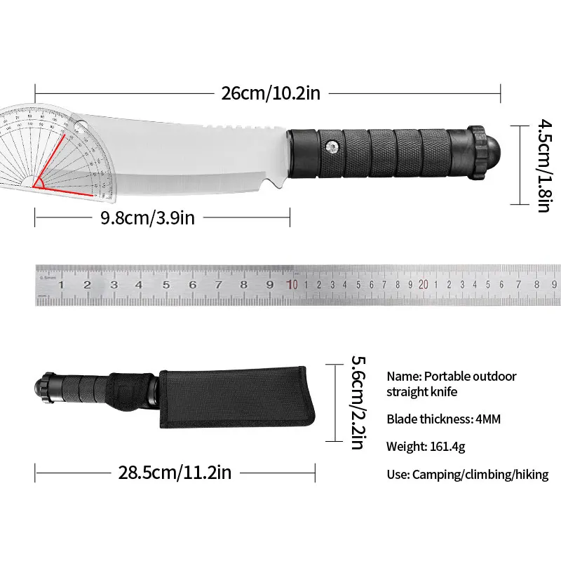 سكين جزار مصنوع يدويًا من الفولاذ المقاوم للصدأ - ساطور حاد مع مقبض بلاستيكي لقطع اللحوم وإعداد المطبخ