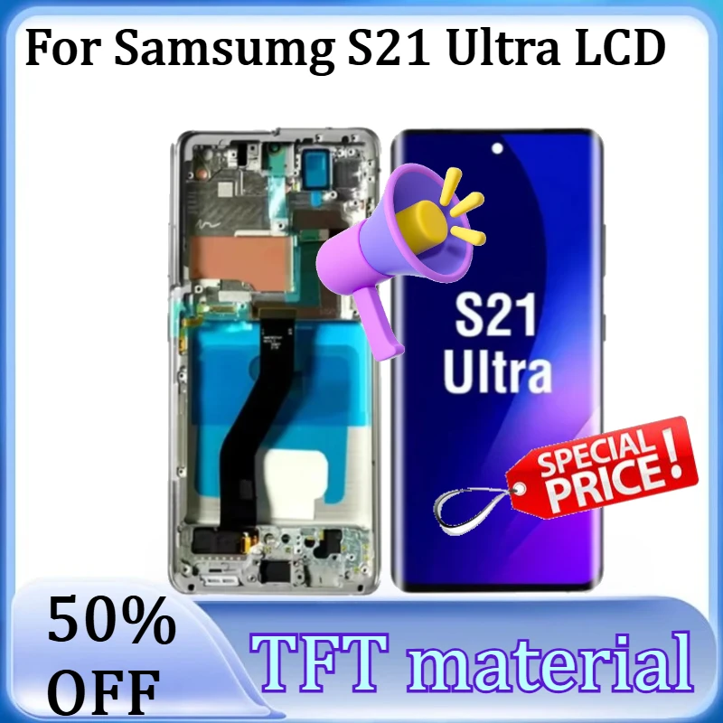

For Samsumg S21 Ultra LCD New TFT For Samsung Galaxy S21Ultra LCD Display Touch Screen Digitizer with Frame