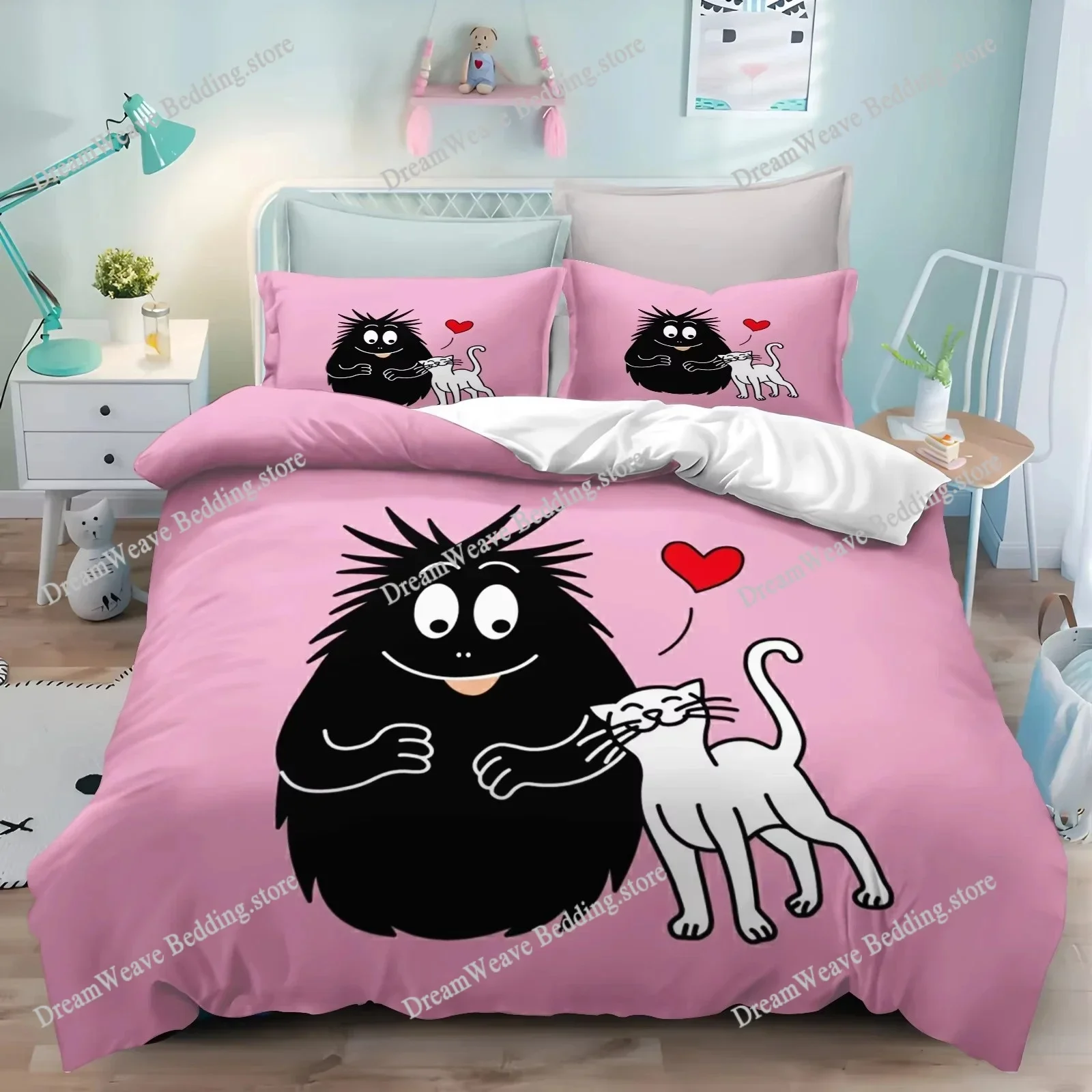 New 3D Print Cartoon L-Les B-Barbapapa Bedding Set Double Twin King Duvet Cover Comforter Pillowcase Boys Girls Adults Bedroom96