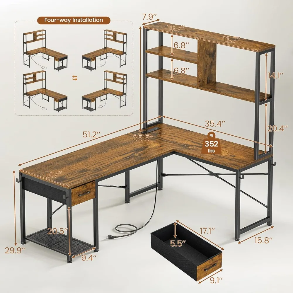 L Shaped Gaming Desk, 51.2